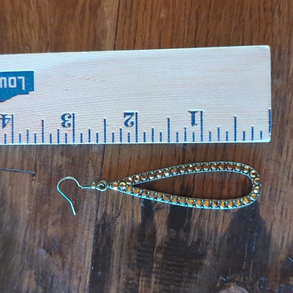 Paparazzi Long Chocolate Rhinestone Dangle Teardrop Earrings. - Picture 5 of 6